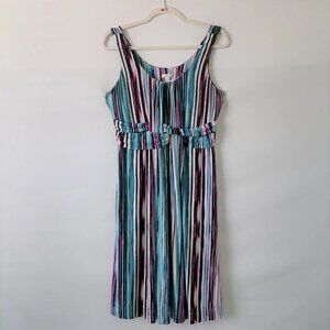 Soma Women's Multicolor Sleeveless Wrap-Waist Striped A-Line Dress
